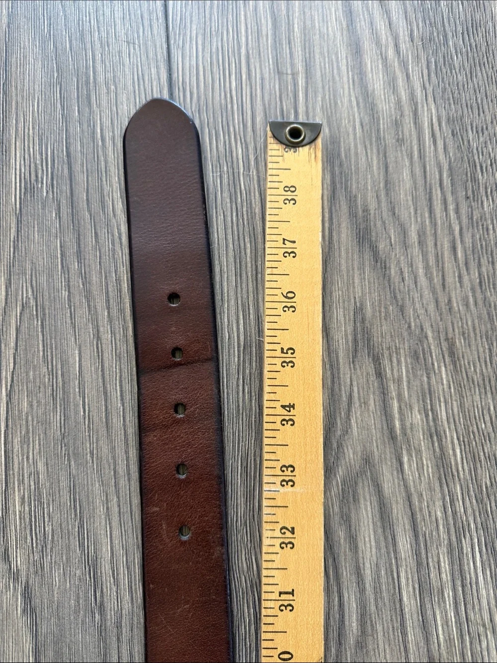 Frye Brown Genuine Leather Belt Gunmetal Buckle Size L